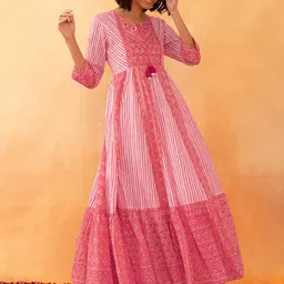 Rang by Indya Ethnic Motif Printed Cotton Ethnic Dress-29