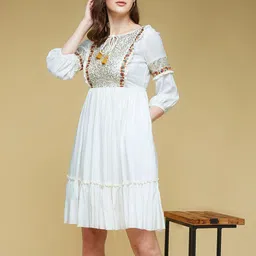 Life With Pockets Tie-Up Neck Sequined Net Fit & Flare Dress image 2