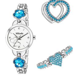 Mikado Women White Brass Embellished Dial & Silver Toned Stainless Steel Watch Gift Set-image-12