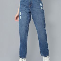 Flying Machine Women Straight Fit High-Rise Low Distressed Light Fade Cotton Jeans-image-42