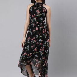 Souchii Printed Halter Neck Flared Dresses-image-6