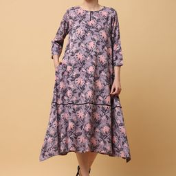 BLACK & BLAH BLAH Cotton Fit & Flared Midi Ethnic Dress-image-42