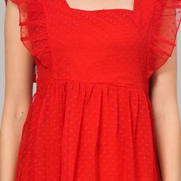 JC4U Self Designed Flutter Sleeve Georgette Fit & Flare Midi Dress image 2