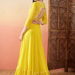 Sangria Sequence Embroidered Flared Maxi Ethnic Dresses-picture-3