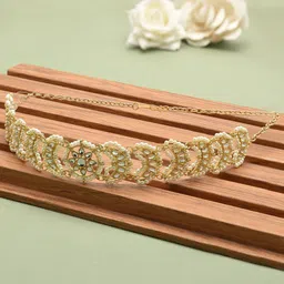 Zaveri Pearls Women Gold-Toned & White Kundan & Pearls Studded Ethnic Head Chain-7