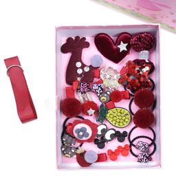 Yellow Chimes Girls Set of 20 Red & Black Lace Hair Accessory-47