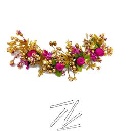Hair Flare Women Floral Shaped Leaf & Pearl Design Hair Clip-image-6