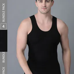 Dollar Bigboss Men Solid Pack of 4 Cotton Vest MBVE-07-HTCH-BLK-PO4-image-36