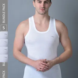 Dollar Bigboss Men Solid Pack of 5 Combed Cotton Shrinkless Vest-image-60