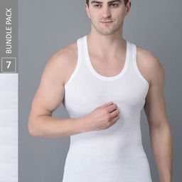 Dollar Bigboss Men's Solid Pack of 7 Combed Cotton Vest MBVE-04-RBRN-WHT-PO7-image-34