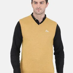 Monte Carlo Men Yellow Woolen Sweater Vest-image-9