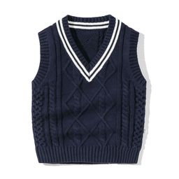 StyleCast Kids Navy Blue Cable Knit Self Design Cotton Sweater Vest-image-27