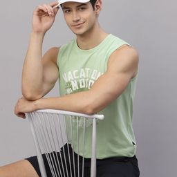 Rigo Men Mint Printed Round Neck Sleeveless T-Shirt Vest-44