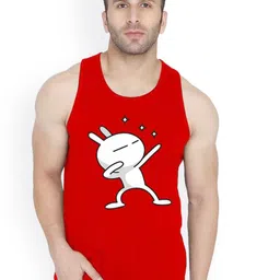 SLOWLORIS  Printed Cotton Bio-Wash Gym Innerwear Vests SL26 ZOZO RED-image-31