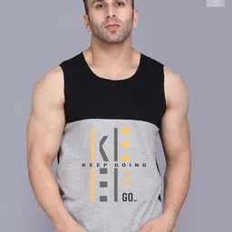 SLOWLORIS Pack Of 2 Printed Cotton Gym Vests-SL26 COMBO (LOUD PEACH) (KEEP BLKGRY)-image-100