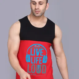 SLOWLORIS Printed Innerwear Gym Vest SL26 LOUD BLACKRED-image-24