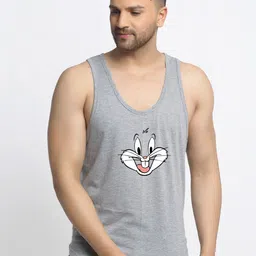 Friskers Men Grey Printed Cotton Innerwear Vests-image-88