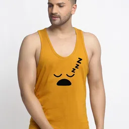 Friskers Men Gold Colored Printed Pure Cotton Innerwear Vest-image-96