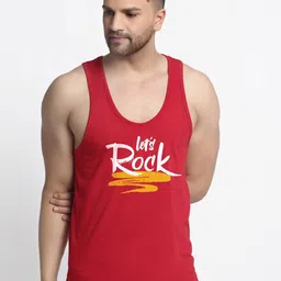 Friskers Men Maroon Printed Pure Cotton Innerwear Gym Vests-image-65