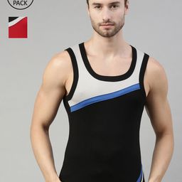DIXCY SCOTT Men Pack Of 2 Solid Cotton Gym Innerwear Vest-image-54