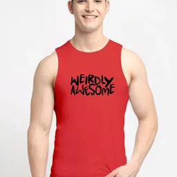 Friskers Men Red Printed Innerwear Vests-image-2