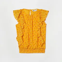 Fame Forever by Lifestyle Girls Yellow & Red Floral Print Ruffles Blouson Top-picture-10