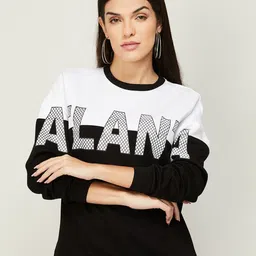 Ginger by Lifestyle Women Black & White Printed Sweatshirt-image-12