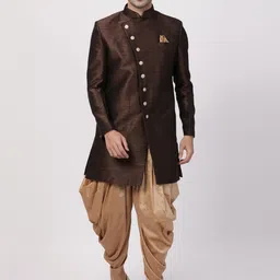 VASTRAMAY Mandarin Collar Slim-Fit Sherwani Set-picture-44