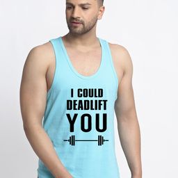 Friskers Men Turquoise Blue & Black Printed Cotton Innerwear Vests-image-41