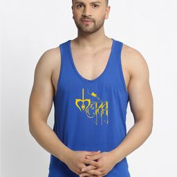 Friskers Men Blue & Yellow Printed Cotton Innerwear Vests-image-75