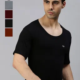 Lux Cozi Men Pack Of 5 Assorted Pure Cotton Short Sleeves Basic Innerwear Vests-picture-9