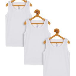 KiddoPanti Boys White Pack Of 3 Solid Cotton Basic Vests-image-94
