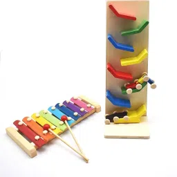 Wooden Slippery Car & Xylophone Combo Toys |Track Car Set-11