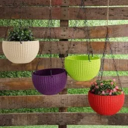 Hanging Basket For Indoor and Outdoor with Chain for flowers Plastic Vase (4) Plastic Vase-image-98