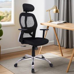 mintwud from pepperfry Akira Breathable Mesh Ergonomic Chair with Adjustable Lumbar Support in Black Colour-picture-27