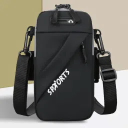 Black Men & Women Sling Bag Armband for Mobile Phone Running with Detachable Strap and Keychain-image-112