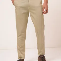 highlander Men Tapered Beige Cotton Blend Trousers-picture-1