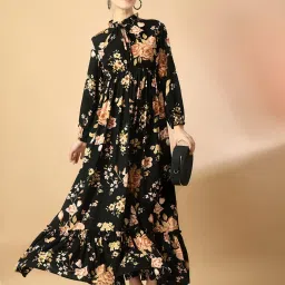 Women Fit and Flare Gold Maxi/Full Length Dress-image-0