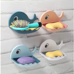 (PACK OF 2)Fish Shape Cute Adhesive Waterproof Wall Mounted Soap Dish-image-40
