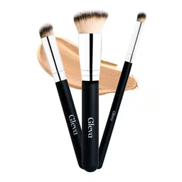 Gleva Set Of 3 Angled, Concealer & Foundation Makeup Brush Set-image-4