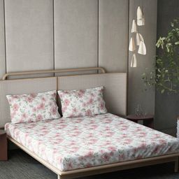 DDecor Pink & White Floral 144 TC Pure Cotton King 2 Bedsheet With 4 Pillow Covers-image-61