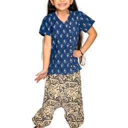 Tiny Bunnies Kids Blue & Black Printed Pure Cotton Co-Ord Set-33