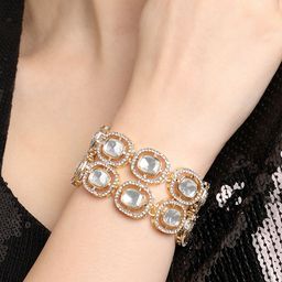 Zaveri Pearls Gold-Plated Double Layered Wraparound Bracelet-37