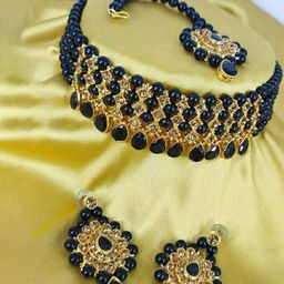 Gyaan Jewels Gold-Plated Stone-Studded & Beaded Jewellery Set-image-69