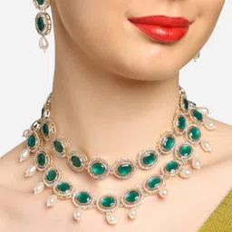 Zaveri Pearls Gold-Plated Stone & Beads Studded Jewellery Set-image-62