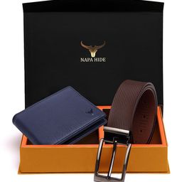 NAPA HIDE Men RFID Protected Genuine Leather Wallet & Belt Accessory Gift Set-image-71