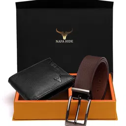 NAPA HIDE Men RFID Protected Genuine High Quality Leather Wallet & Belt Gift Set-image-38