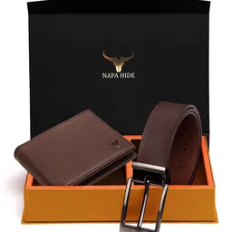 NAPA HIDE Men RFID Protected Genuine High Quality Leather Wallet & Belt Accessory Gift Set-image-37