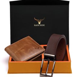 NAPA HIDE Men RFID Protected Genuine High Quality Leather Wallet & Belt Gift Set-image-73