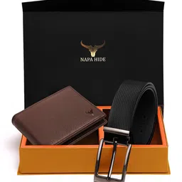 NAPA HIDE Men RFID Protected Genuine High Quality Leather Wallet & Belt Gift Set-image-52